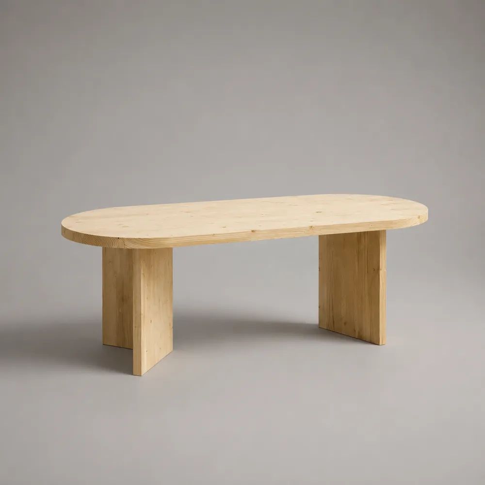 Ovaler Esstisch aus massivem Kiefernholz, Natur/Hellbraun, 160 × 80 × 75 cm