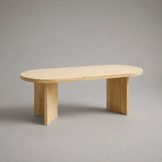 Ovaler Esstisch aus massivem Kiefernholz, Natur/Hellbraun, 160 × 80 × 75 cm