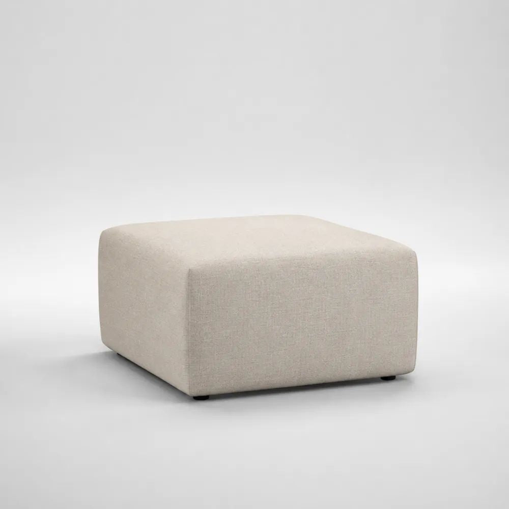 Quadratischer Fußhocker mit Polyesterbezug in Leinenoptik, Beige/Schwarz, 80 x 80 x 42 cm