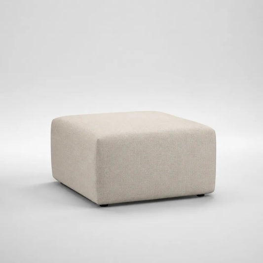 Quadratischer Fußhocker mit Polyesterbezug in Leinenoptik, Beige/Schwarz, 80 x 80 x 42 cm