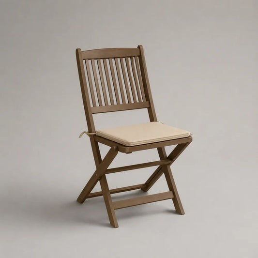 Klappbarer Gartenstuhl aus Massivholz mit Sitzkissen, Braun/Beige, 46 × 57 × 89 cm