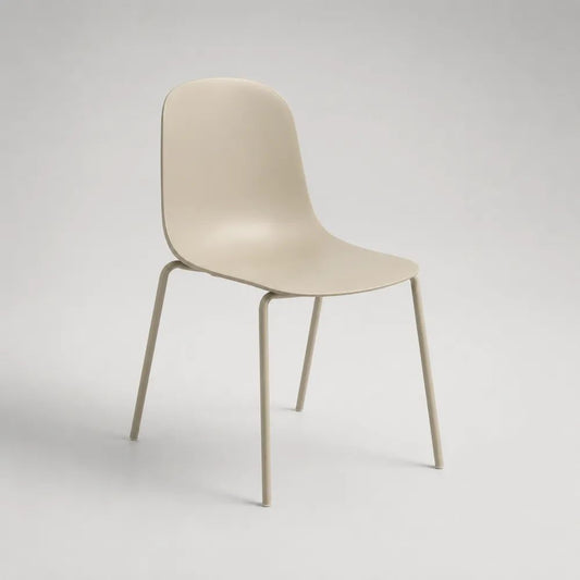 Gartenstuhl aus Kunststoff und pulverbeschichtetem Stahl, Beige, 46 × 53 × 84 cm